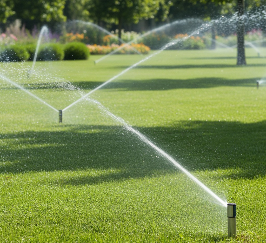 Rotating sprinkler heads for lawns