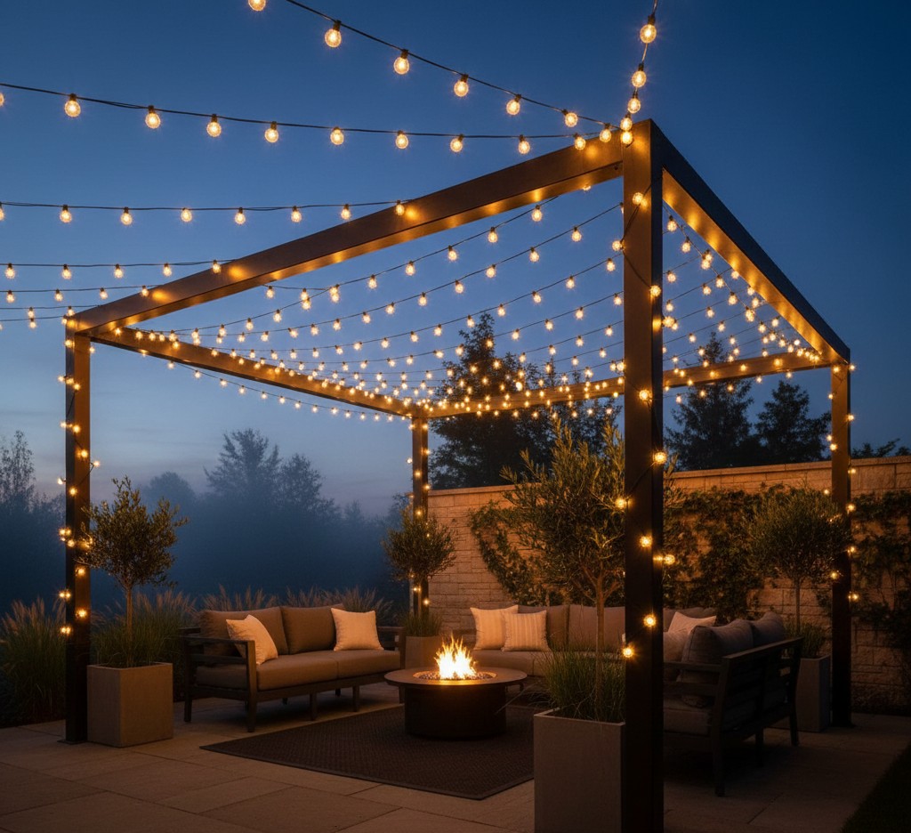 Outdoor string lighting for patios